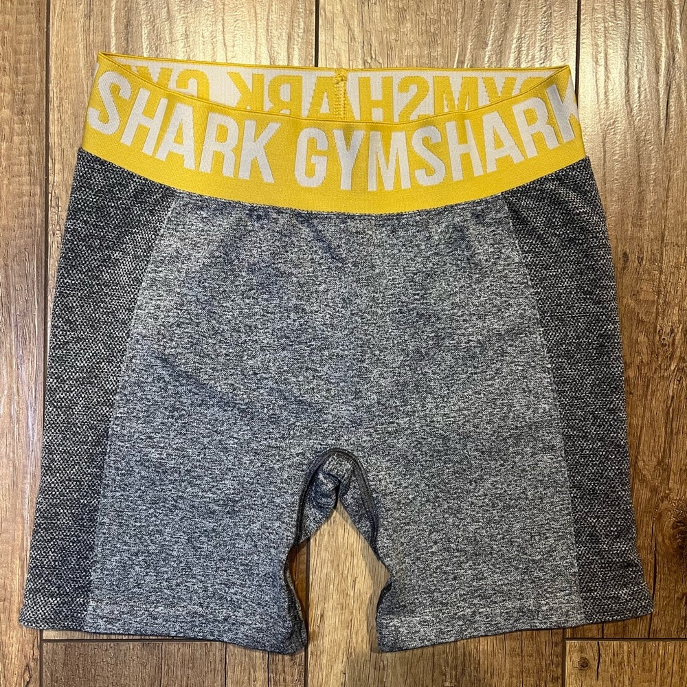 Gymshark Heather Gray Shorts with Yellow Waistband